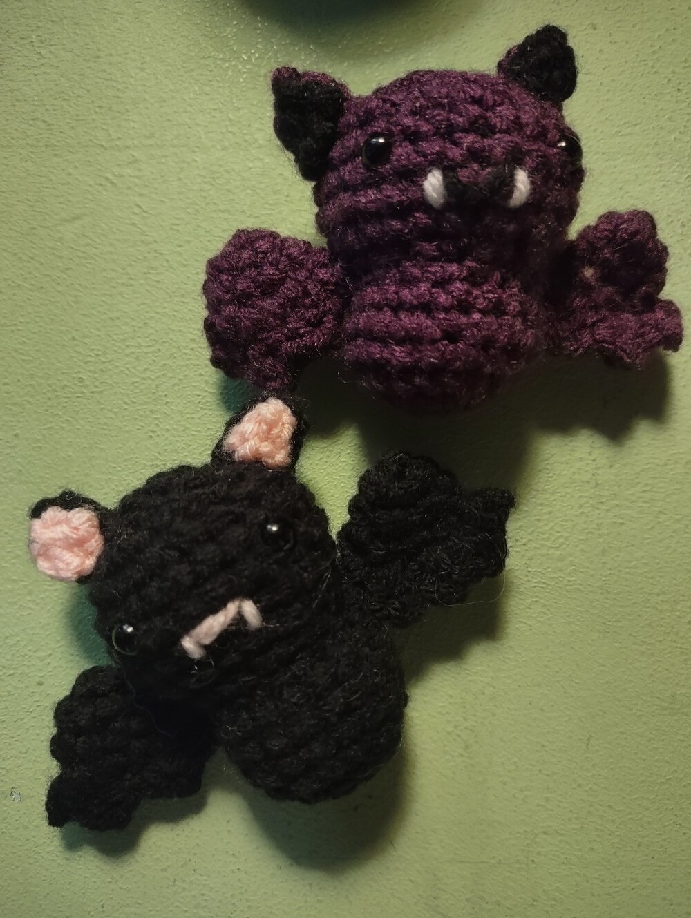 Handmade Crochet Halloween Black And Purple Bats